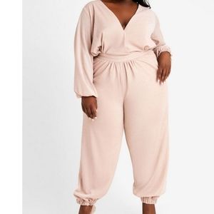 Lurex wrap jogger jumpsuit